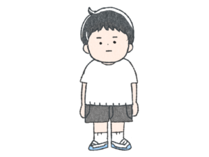 夏服の子供（無表情）の手描きイラスト