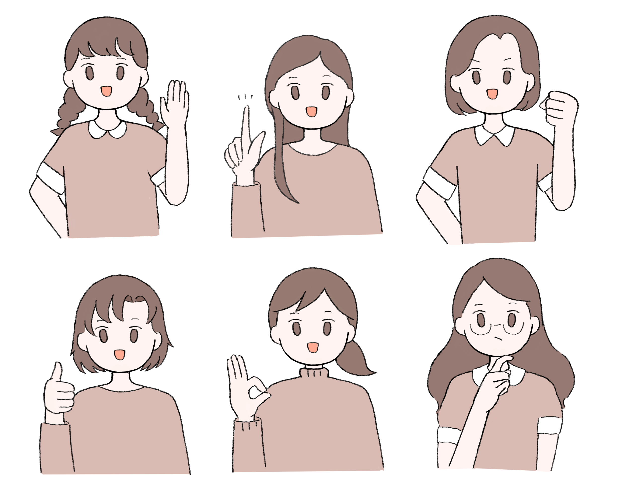 いいね・OKなど女性のポーズ